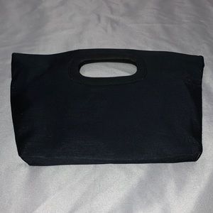 La Regale Vintage Black Satin Clutch